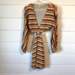 12th Tribe Orange Striped Dress size small